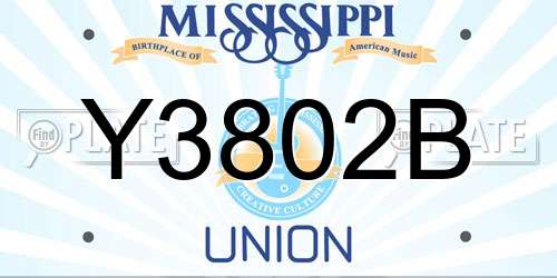 Y3802B Mississippi License Plate