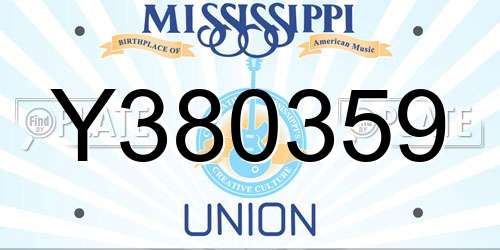 Y380359 Mississippi License Plate
