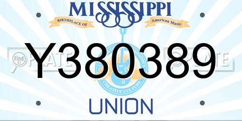 Y380389 Mississippi License Plate