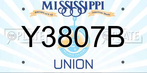 Y3807B Mississippi License Plate