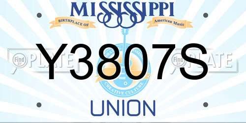 Y3807S Mississippi License Plate