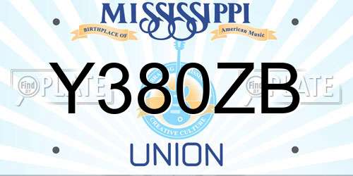 Y380ZB Mississippi License Plate