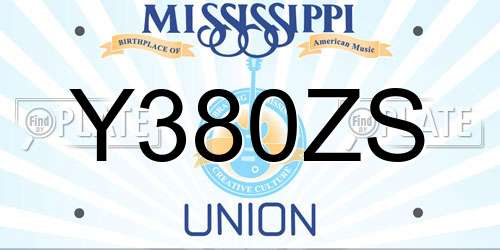 Y380ZS Mississippi License Plate