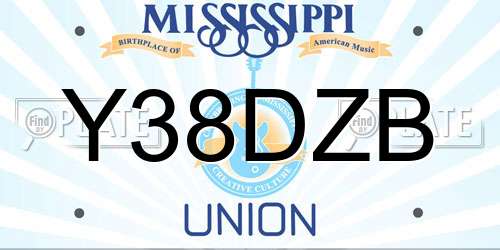 Y38DZB Mississippi License Plate