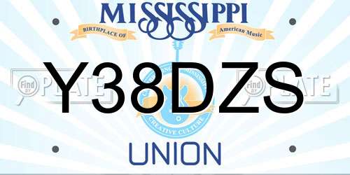 Y38DZS Mississippi License Plate