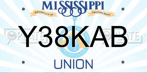 Y38KAB Mississippi License Plate