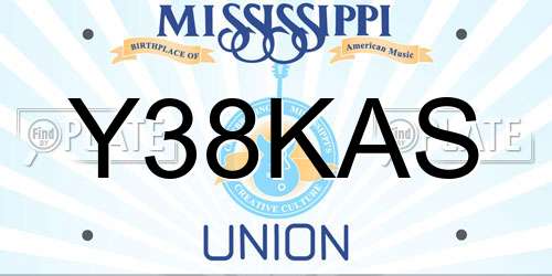 Y38KAS Mississippi License Plate