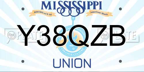 Y38QZB Mississippi License Plate