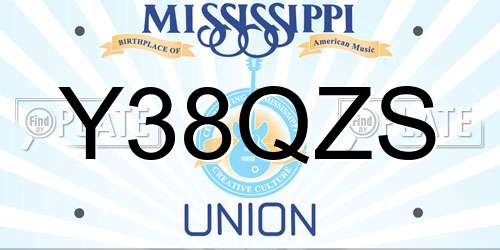 Y38QZS Mississippi License Plate