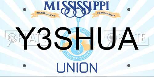 Y3SHUA Mississippi License Plate