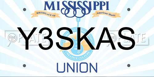 Y3SKAS Mississippi License Plate