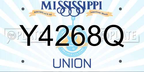 Y4268Q Mississippi License Plate