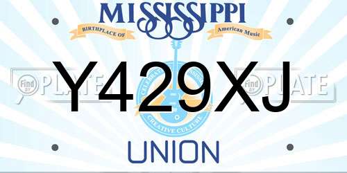 Y429XJ Mississippi License Plate