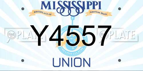 Y4557 Mississippi License Plate