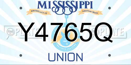 Y4765Q Mississippi License Plate