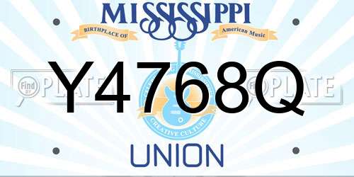 Y4768Q Mississippi License Plate