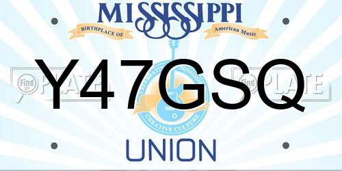 Y47GSQ Mississippi License Plate