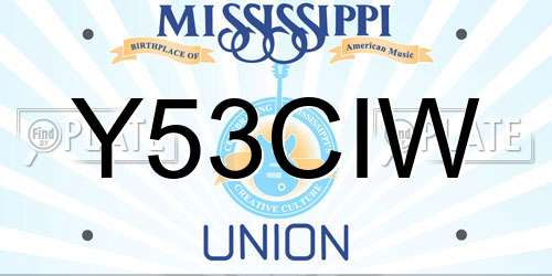 Y53CIW Mississippi License Plate