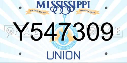 Y547309 Mississippi License Plate