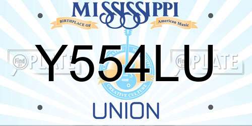 Y554LU Mississippi License Plate