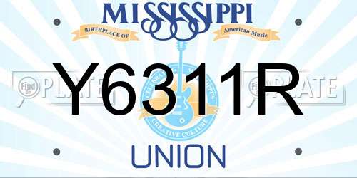 Y6311R Mississippi License Plate