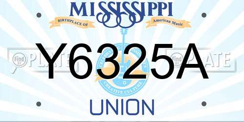 Y6325A Mississippi License Plate