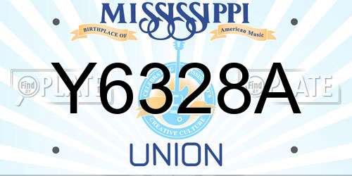 Y6328A Mississippi License Plate