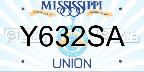 Y632SA Mississippi License Plate