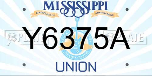 Y6375A Mississippi License Plate