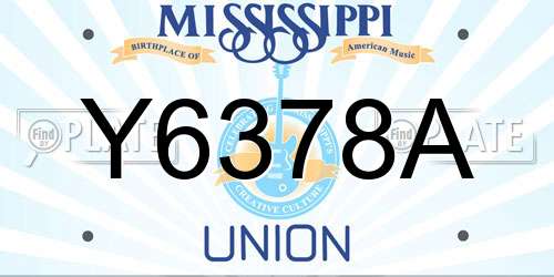 Y6378A Mississippi License Plate