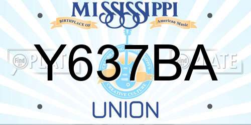 Y637BA Mississippi License Plate