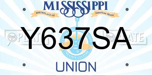 Y637SA Mississippi License Plate