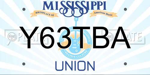 Y63TBA Mississippi License Plate