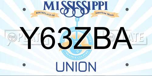 Y63ZBA Mississippi License Plate