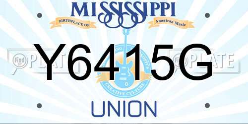 Y6415G Mississippi License Plate