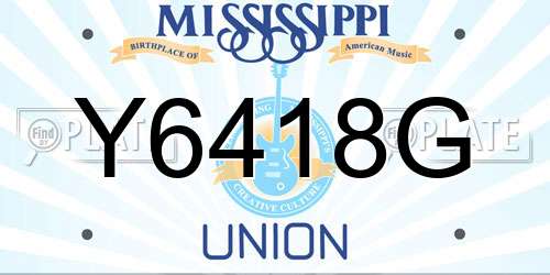 Y6418G Mississippi License Plate