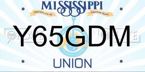 Y65GDM Mississippi License Plate