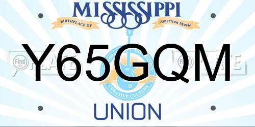Y65GQM Mississippi License Plate