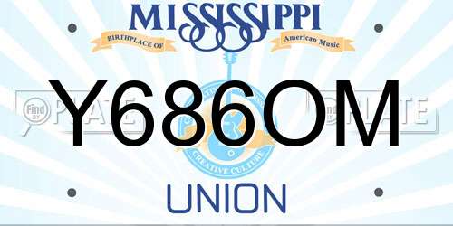 Y686OM Mississippi License Plate