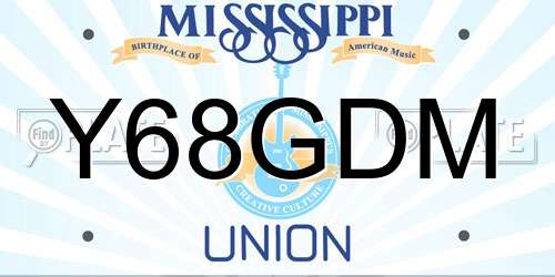 Y68GDM Mississippi License Plate