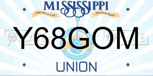 Y68GOM Mississippi License Plate