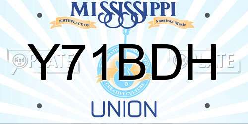 Y71BDH Mississippi License Plate