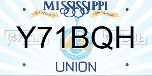 Y71BQH Mississippi License Plate