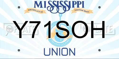 Y71SOH Mississippi License Plate