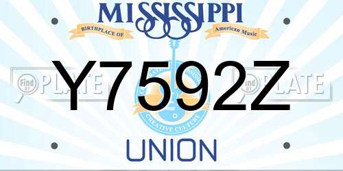 Y7592Z Mississippi License Plate