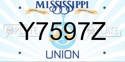 Y7597Z Mississippi License Plate