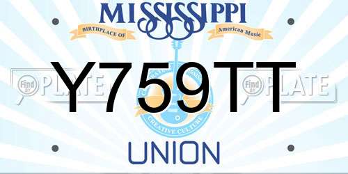 Y759TT Mississippi License Plate