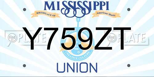 Y759ZT Mississippi License Plate