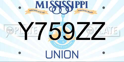 Y759ZZ Mississippi License Plate
