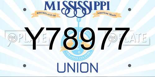 Y78977 Mississippi License Plate